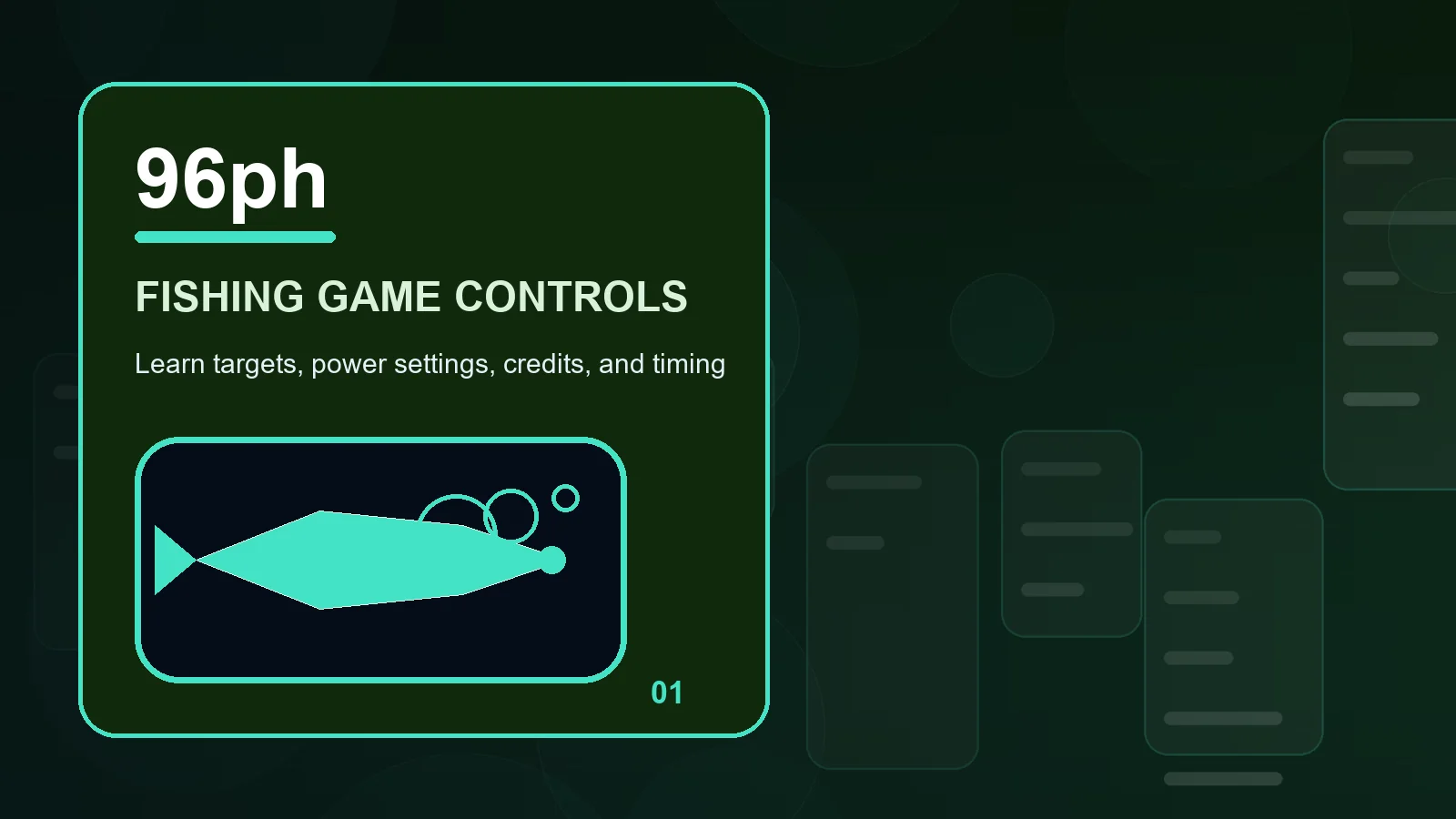 96ph fishing games overview showing amounts, destinations, status messages, and receipts