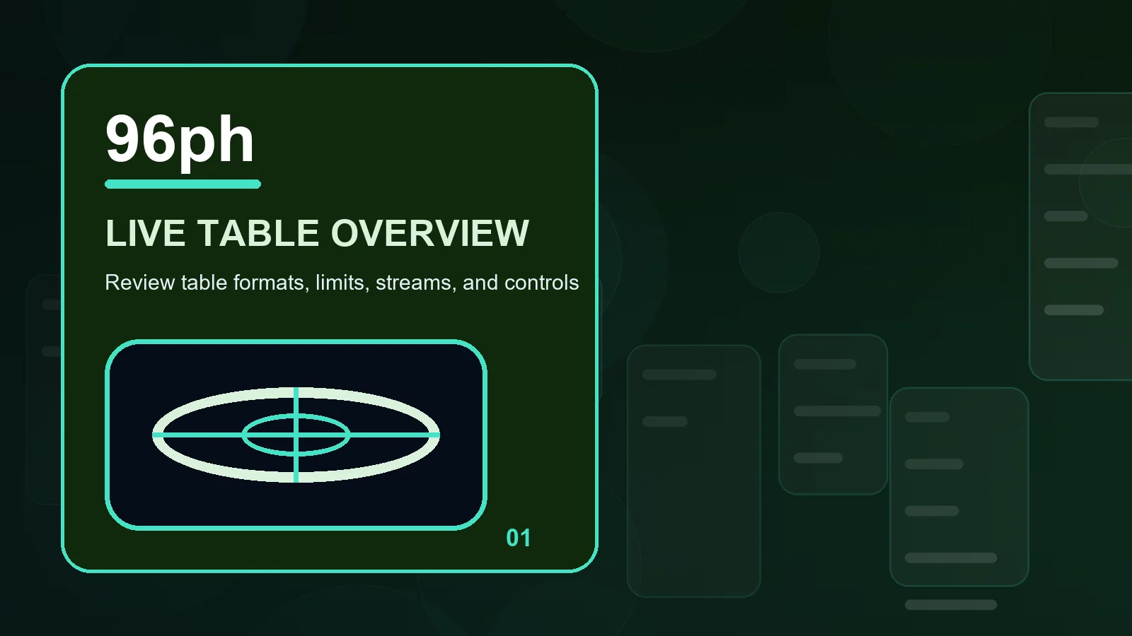 96ph live casino overview showing amounts, destinations, status messages, and receipts