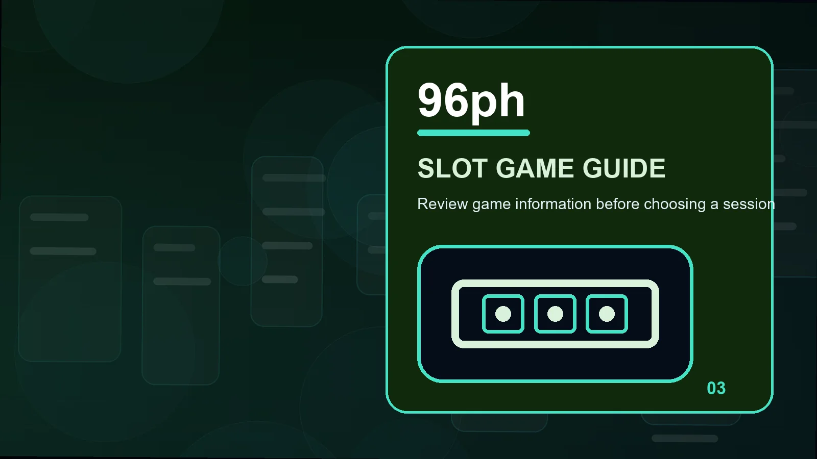 96ph slots illustration for a practical check for reels and lines